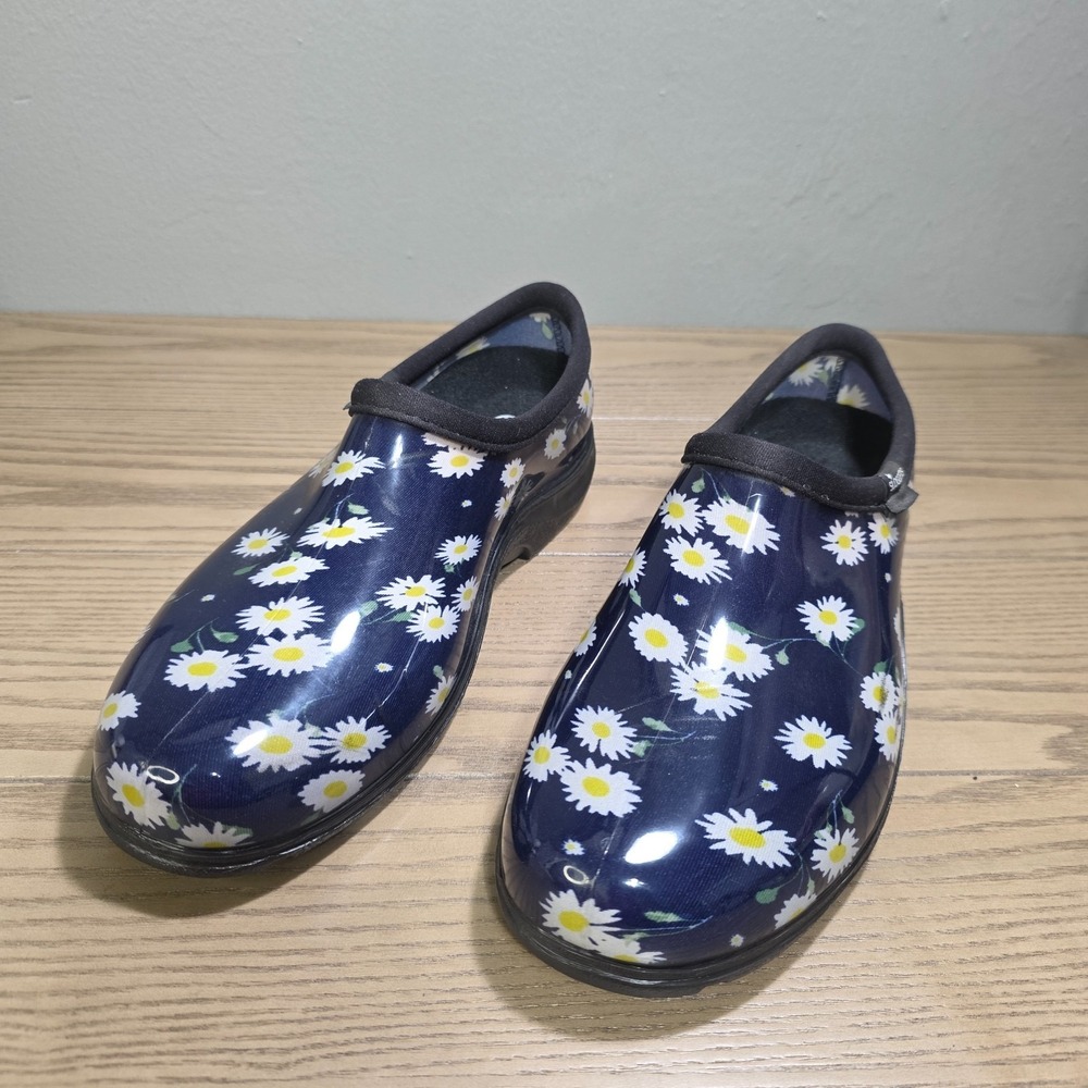 Sloggers Blue Flowers Waterproof Rain Shoe/Boot‎ Women's Size 10 USA